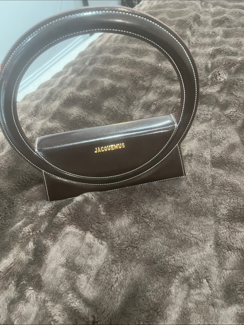 Jacquemus Black Circular Handle Leather Shoulder Bag